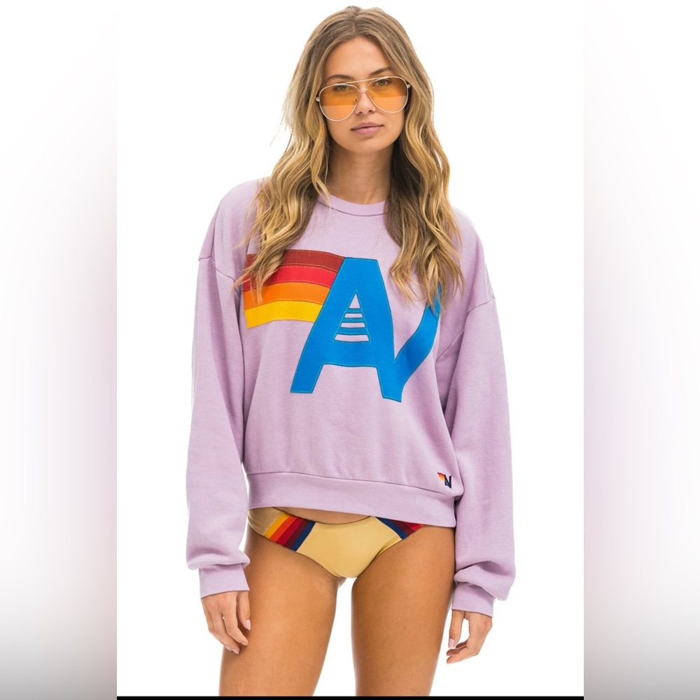 Aviator Nation Logo Stitch Relaxed Crew Sweatshirt